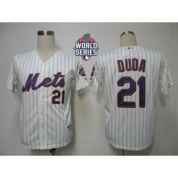 Mets #21 Lucas Duda Cream Blue Strip Alternate Cool Base W/2015 World Series Patch Stitched MLB Jersey Mets #21 Lucas Duda Cream Blue Strip Alternate Cool Base W/2015 World Series Patch Stitched MLB Jersey