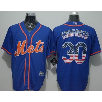 Mets #30 Michael Conforto Blue USA Flag Fashion Stitched MLB Jersey Mets #30 Michael Conforto Blue USA Flag Fashion Stitched MLB Jersey