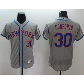 Mets #30 Michael Conforto Grey Flexbase Authentic Collection Stitched MLB Jersey Mets #30 Michael Conforto Grey Flexbase Authentic Collection Stitched MLB Jersey