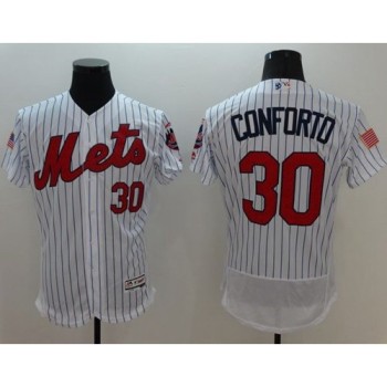 Mets #30 Michael Conforto White(Blue Strip) Fashion Stars & Stripes Flexbase Authentic Stitched MLB Jersey Mets #30 Michael Conforto White(Blue Strip) Fashion Stars & Stripes Flexbase Authentic Stitched MLB Jersey