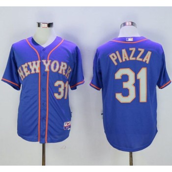 Mets #31 Mike Piazza Blue(Grey NO.) Alternate Road 2016 Hall Of Fame Patch Stitched MLB Jersey Mets #31 Mike Piazza Blue(Grey NO.) Alternate Road 2016 Hall Of Fame Patch Stitched MLB Jersey