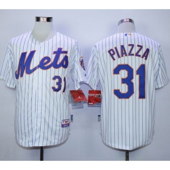Mets #31 Mike Piazza White(Blue Strip) Home Cool Base Stitched MLB Jersey Mets #31 Mike Piazza White(Blue Strip) Home Cool Base Stitched MLB Jersey