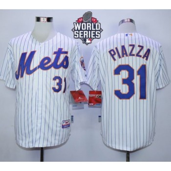 Mets #31 Mike Piazza White(Blue Strip) Home Cool Base W/2015 World Series Patch Stitched MLB Jersey Mets #31 Mike Piazza White(Blue Strip) Home Cool Base W/2015 World Series Patch Stitched MLB Jersey