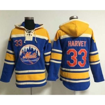 Mets #33 Matt Harvey Blue Sawyer Hooded Sweatshirt MLB Hoodie Mets #33 Matt Harvey Blue Sawyer Hooded Sweatshirt MLB Hoodie