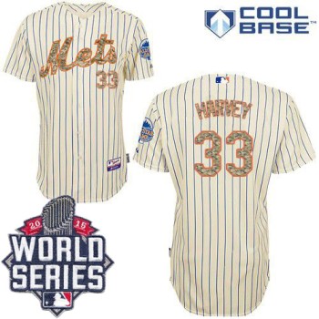 Mets #33 Matt Harvey Cream(Blue Strip) USMC Cool Base W/2015 World Series Patch Stitched MLB Jersey Mets #33 Matt Harvey Cream(Blue Strip) USMC Cool Base W/2015 World Series Patch Stitched MLB Jersey