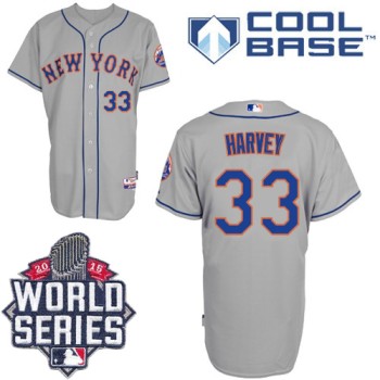 Mets #33 Matt Harvey Grey Road Cool Base W/2015 World Series Patch Stitched MLB Jersey Mets #33 Matt Harvey Grey Road Cool Base W/2015 World Series Patch Stitched MLB Jersey