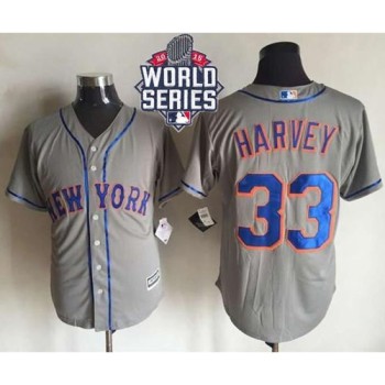Mets #33 Matt Harvey New Grey Cool Base W/2015 World Series Patch Stitched MLB Jersey Mets #33 Matt Harvey New Grey Cool Base W/2015 World Series Patch Stitched MLB Jersey