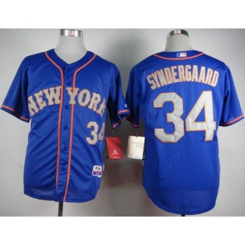 Mets #34 Noah Syndergaard Blue(Grey NO.) Alternate Road Cool Base Stitched MLB Jersey Mets #34 Noah Syndergaard Blue(Grey NO.) Alternate Road Cool Base Stitched MLB Jersey