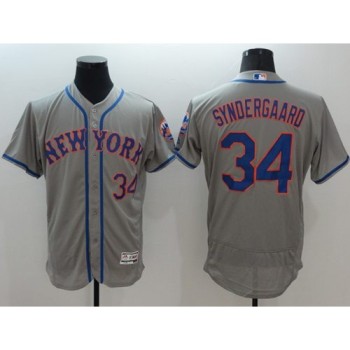 Mets #34 Noah Syndergaard Grey Flexbase Authentic Collection Stitched MLB Jersey Mets #34 Noah Syndergaard Grey Flexbase Authentic Collection Stitched MLB Jersey