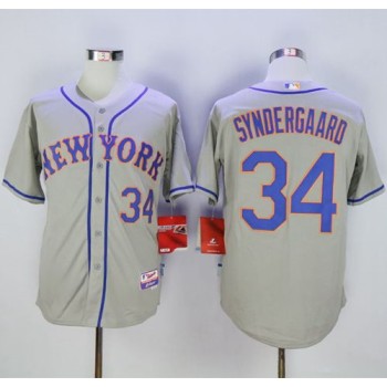 Mets #34 Noah Syndergaard Grey Road Cool Base Stitched MLB Jersey Mets #34 Noah Syndergaard Grey Road Cool Base Stitched MLB Jersey