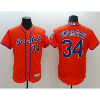 Mets #34 Noah Syndergaard Orange Flexbase Authentic Collection Los Mets Stitched MLB Jersey Mets #34 Noah Syndergaard Orange Flexbase Authentic Collection Los Mets Stitched MLB Jersey
