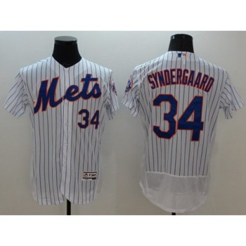 Mets #34 Noah Syndergaard White(Blue Strip) Flexbase Authentic Collection Stitched MLB Jersey Mets #34 Noah Syndergaard White(Blue Strip) Flexbase Authentic Collection Stitched MLB Jersey