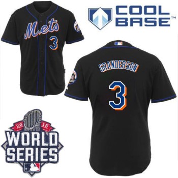 Mets #3 Curtis Granderson Black Cool Base W/2015 World Series Patch Stitched MLB Jersey Mets #3 Curtis Granderson Black Cool Base W/2015 World Series Patch Stitched MLB Jersey