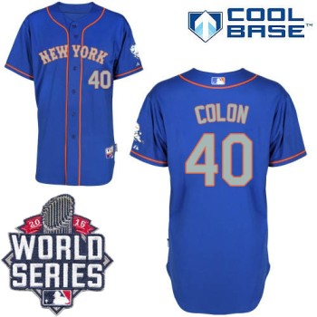 Mets #40 Bartolo Colon Blue(Grey NO.) Alternate Road Cool Base W/2015 World Series Patch Stitched MLB Jersey Mets #40 Bartolo Colon Blue(Grey NO.) Alternate Road Cool Base W/2015 World Series Patch Stitched MLB Jersey