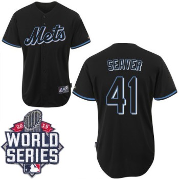 Mets #41 Tom Seaver Black Fashion W/2015 World Series Patch Stitched MLB Jersey Mets #41 Tom Seaver Black Fashion W/2015 World Series Patch Stitched MLB Jersey