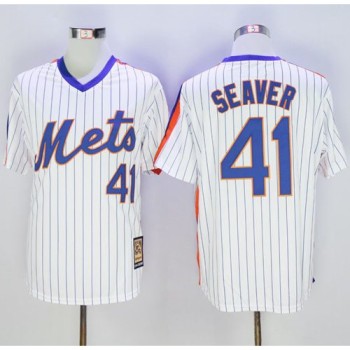 Mets #41 Tom Seaver White(Blue Strip) Cooperstown Stitched MLB Jersey Mets #41 Tom Seaver White(Blue Strip) Cooperstown Stitched MLB Jersey