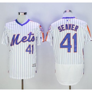 Mets #41 Tom Seaver White(Blue Strip) Flexbase Authentic Collection Alternate Stitched MLB Jersey Mets #41 Tom Seaver White(Blue Strip) Flexbase Authentic Collection Alternate Stitched MLB Jersey