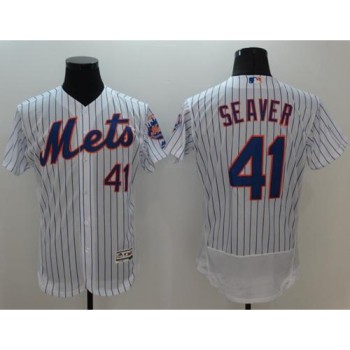 Mets #41 Tom Seaver White(Blue Strip) Flexbase Authentic Collection Stitched MLB Jersey Mets #41 Tom Seaver White(Blue Strip) Flexbase Authentic Collection Stitched MLB Jersey