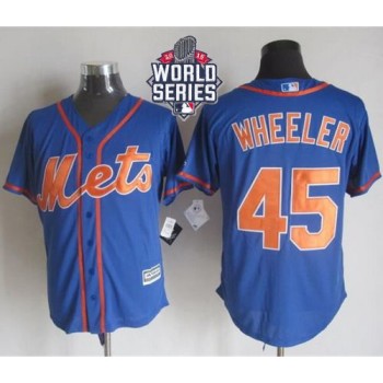 Mets #45 Zack Wheeler Blue Alternate Home New Cool Base W/2015 World Series Patch Stitched MLB Jersey Mets #45 Zack Wheeler Blue Alternate Home New Cool Base W/2015 World Series Patch Stitched MLB Jersey