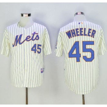 Mets #45 Zack Wheeler Cream(Blue Strip) Alternate Cool Base Stitched MLB Jersey Mets #45 Zack Wheeler Cream(Blue Strip) Alternate Cool Base Stitched MLB Jersey