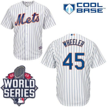 Mets #45 Zack Wheeler White(Blue Strip) New Cool Base W/2015 World Series Patch Stitched MLB Jersey Mets #45 Zack Wheeler White(Blue Strip) New Cool Base W/2015 World Series Patch Stitched MLB Jersey