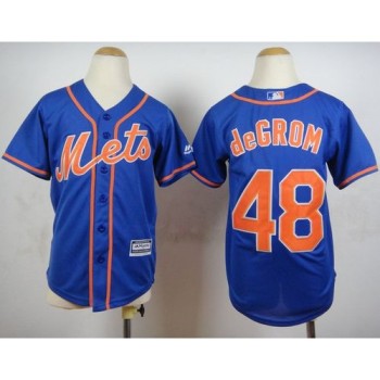 Mets #48 Jacob DeGrom Blue Alternate Home Cool Base Stitched Youth MLB Jersey Mets #48 Jacob DeGrom Blue Alternate Home Cool Base Stitched Youth MLB Jersey