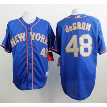 Mets #48 Jacob DeGrom Blue(Grey NO.) Alternate Road Cool Base Stitched MLB Jersey Mets #48 Jacob DeGrom Blue(Grey NO.) Alternate Road Cool Base Stitched MLB Jersey