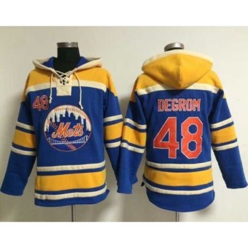 Mets #48 Jacob DeGrom Blue Sawyer Hooded Sweatshirt MLB Hoodie Mets #48 Jacob DeGrom Blue Sawyer Hooded Sweatshirt MLB Hoodie