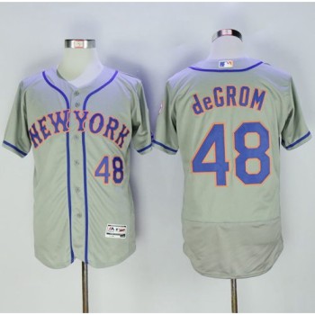 Mets #48 Jacob DeGrom Grey Flexbase Authentic Collection Stitched MLB Jersey Mets #48 Jacob DeGrom Grey Flexbase Authentic Collection Stitched MLB Jersey