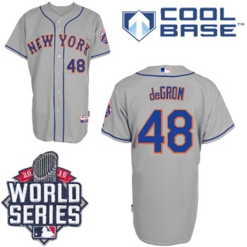 Mets #48 Jacob DeGrom Grey Road Cool Base W/2015 World Series Patch Stitched MLB Jersey Mets #48 Jacob DeGrom Grey Road Cool Base W/2015 World Series Patch Stitched MLB Jersey