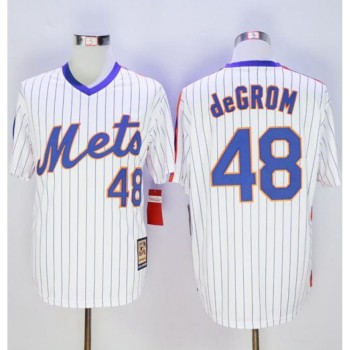 Mets #48 Jacob DeGrom White(Blue Strip) Cooperstown Stitched MLB Jersey Mets #48 Jacob DeGrom White(Blue Strip) Cooperstown Stitched MLB Jersey