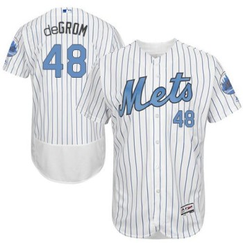 Mets #48 Jacob DeGrom White(Blue Strip) Flexbase Authentic Collection 2016 Father's Day Stitched MLB Jersey Mets #48 Jacob DeGrom White(Blue Strip) Flexbase Authentic Collection 2016 Father's Day Stitched MLB Jersey