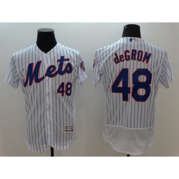 Mets #48 Jacob DeGrom White(Blue Strip) Flexbase Authentic Collection Stitched MLB Jersey Mets #48 Jacob DeGrom White(Blue Strip) Flexbase Authentic Collection Stitched MLB Jersey