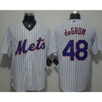 Mets #48 Jacob DeGrom White(Blue Strip) New Cool Base Stitched MLB Jersey Mets #48 Jacob DeGrom White(Blue Strip) New Cool Base Stitched MLB Jersey