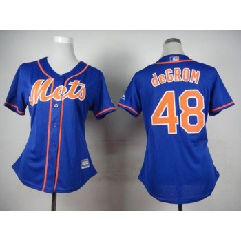 Mets #48 Jacob deGrom Blue Alternate Women's Stitched MLB Jersey Mets #48 Jacob deGrom Blue Alternate Women's Stitched MLB Jersey
