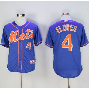 Mets #4 Wilmer Flores Blue Cool Base Stitched MLB Jersey Mets #4 Wilmer Flores Blue Cool Base Stitched MLB Jersey