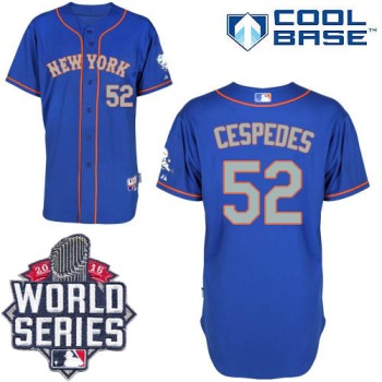 Mets #52 Yoenis Cespedes Blue(Grey NO.) Alternate Road Cool Base W/2015 World Series Patch Stitched MLB Jersey Mets #52 Yoenis Cespedes Blue(Grey NO.) Alternate Road Cool Base W/2015 World Series Patch Stitched MLB Jersey