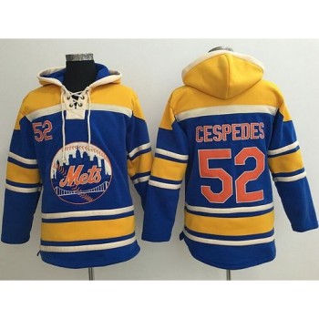 Mets #52 Yoenis Cespedes Blue Sawyer Hooded Sweatshirt MLB Hoodie Mets #52 Yoenis Cespedes Blue Sawyer Hooded Sweatshirt MLB Hoodie