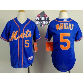 Mets #5 David Wright Blue Alternate Home Cool W/2015 World Series Patch Stitched Youth MLB Jersey Mets #5 David Wright Blue Alternate Home Cool W/2015 World Series Patch Stitched Youth MLB Jersey