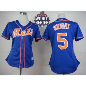Mets #5 David Wright Blue Alternate W/2015 World Series Patch Women's Stitched MLB Jersey Mets #5 David Wright Blue Alternate W/2015 World Series Patch Women's Stitched MLB Jersey