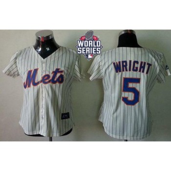 Mets #5 David Wright Cream(Blue Strip) W/2015 World Series Patch Women's Fashion Stitched MLB Jersey Mets #5 David Wright Cream(Blue Strip) W/2015 World Series Patch Women's Fashion Stitched MLB Jersey