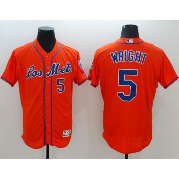 Mets #5 David Wright Orange Flexbase Authentic Collection Los Mets Stitched MLB Jersey Mets #5 David Wright Orange Flexbase Authentic Collection Los Mets Stitched MLB Jersey