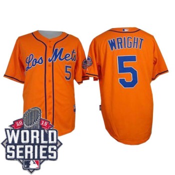 Mets #5 David Wright Orange Los Mets Cool Base W/2015 World Series Patch Stitched MLB Jersey Mets #5 David Wright Orange Los Mets Cool Base W/2015 World Series Patch Stitched MLB Jersey