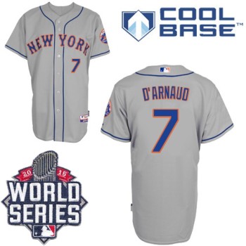 Mets #7 Travis d'Arnaud Grey Road Cool Base W/2015 World Series Patch Stitched MLB Jersey Mets #7 Travis d'Arnaud Grey Road Cool Base W/2015 World Series Patch Stitched MLB Jersey