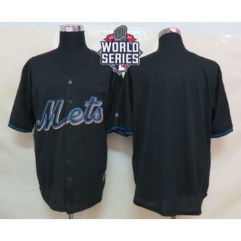 Mets Blank Black Fashion W/2015 World Series Patch Stitched MLB Jersey Mets Blank Black Fashion W/2015 World Series Patch Stitched MLB Jersey