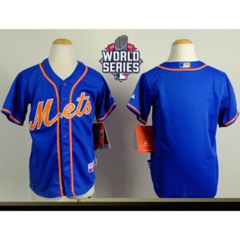 Mets Blank Blue Alternate Home Cool Base W/2015 World Series Patch Stitched Youth MLB Jersey Mets Blank Blue Alternate Home Cool Base W/2015 World Series Patch Stitched Youth MLB Jersey