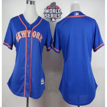 Mets Blank Blue Alternate Road W/2015 World Series Patch Women's Stitched MLB Jersey Mets Blank Blue Alternate Road W/2015 World Series Patch Women's Stitched MLB Jersey