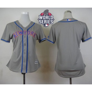Mets Blank Grey Road W/2015 World Series Patch Women's Stitched MLB Jersey Mets Blank Grey Road W/2015 World Series Patch Women's Stitched MLB Jersey