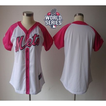 Mets Blank White/Pink W/2015 World Series Patch Women's Splash Fashion Stitched MLB Jersey Mets Blank White/Pink W/2015 World Series Patch Women's Splash Fashion Stitched MLB Jersey