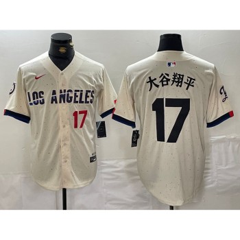 Men's Los Angeles Dodgers #17 Shohei Ohtani Cream Stitched Baseball Jersey Men's Los Angeles Dodgers #17 Shohei Ohtani Cream Stitched Baseball Jersey